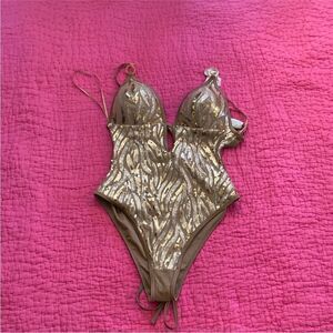 NWT Ann Summers Gold Sequin One Piece Swimsuit, US8